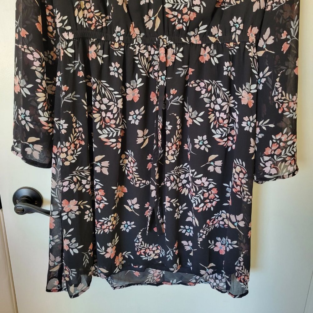 NWT Lovestitch Chelsea Mini Dress Black/Dusty Rose Sheer Large - Picture 9 of 11